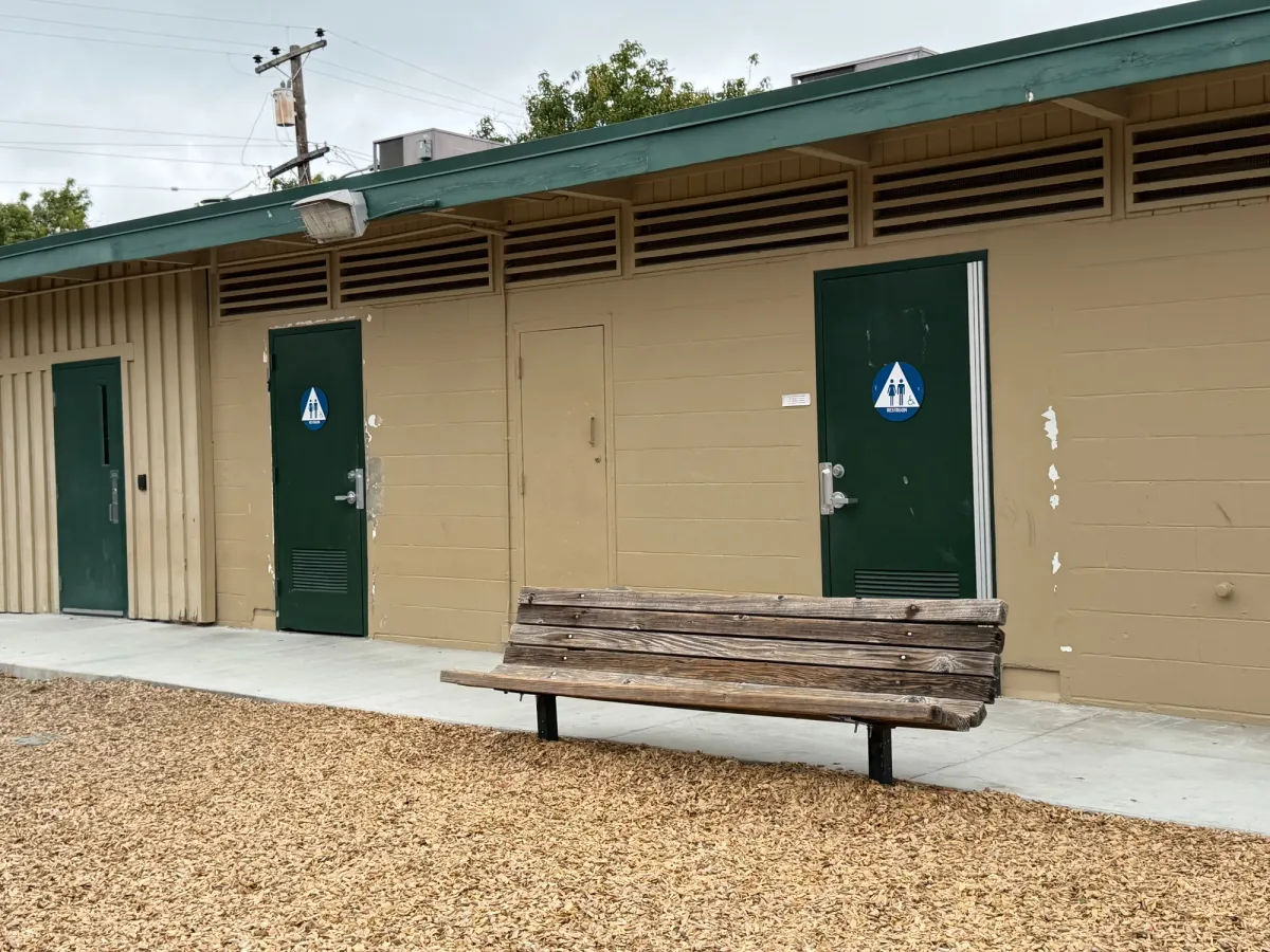 Bathrooms are directly in front of playground