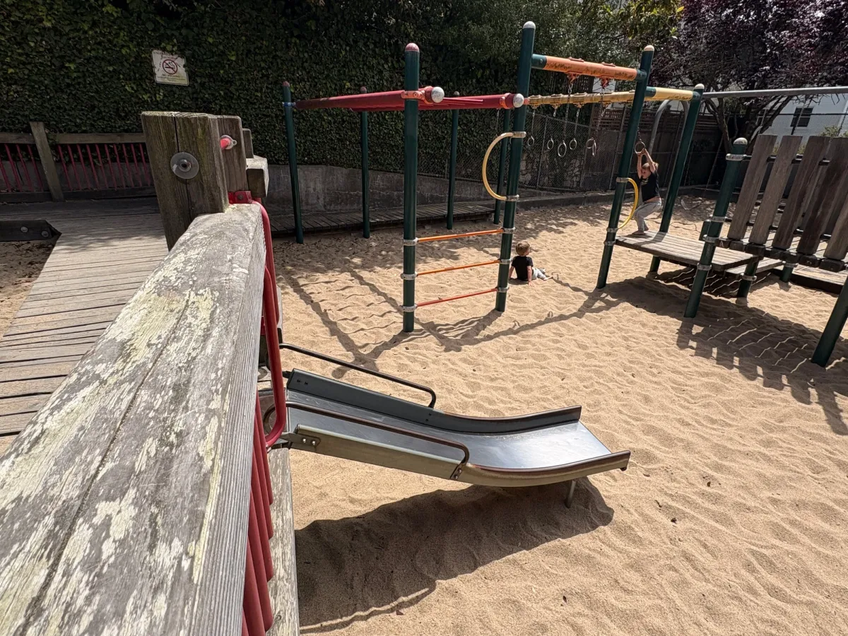 Low level slide into sand