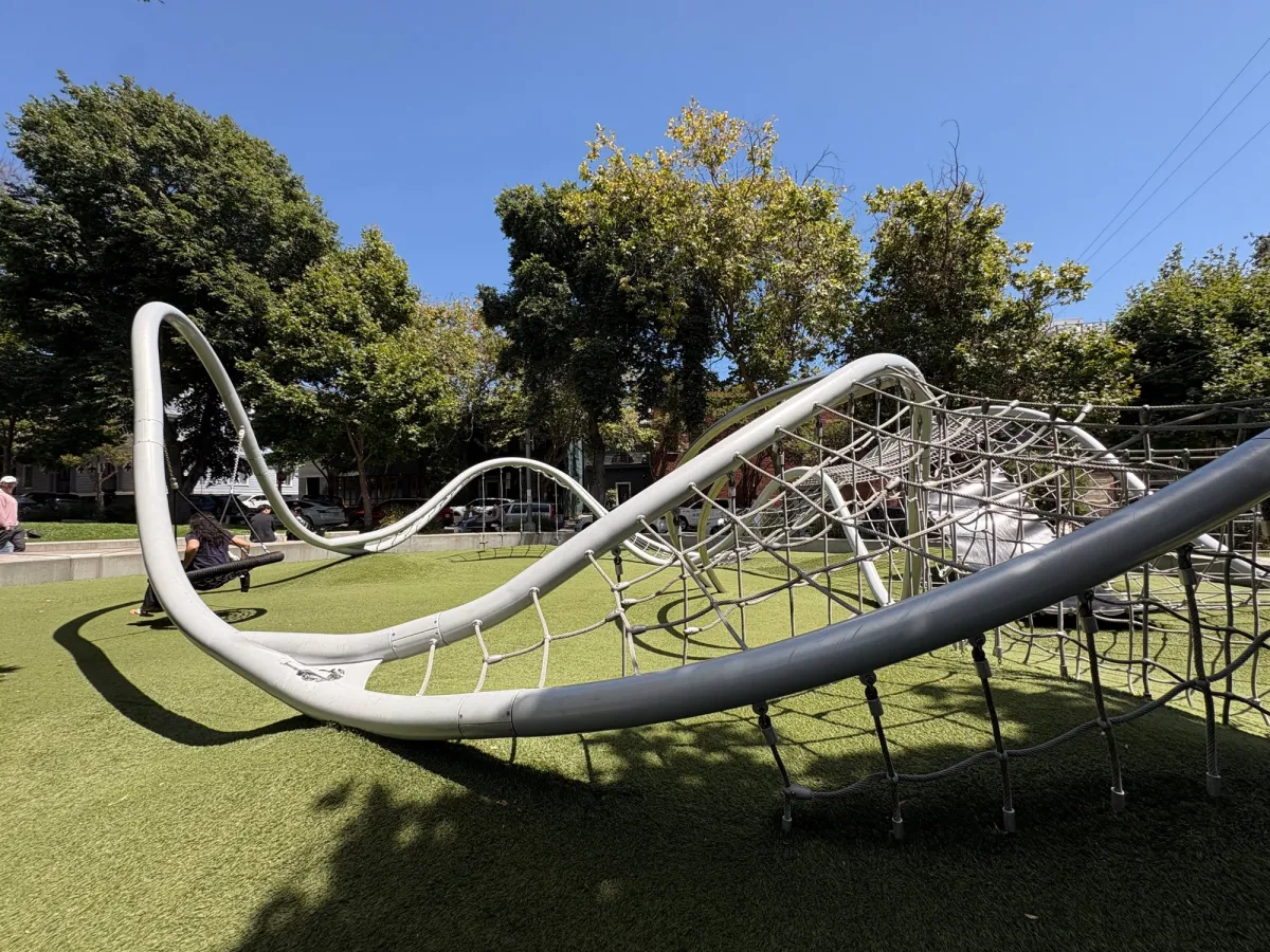 There's a tire swing