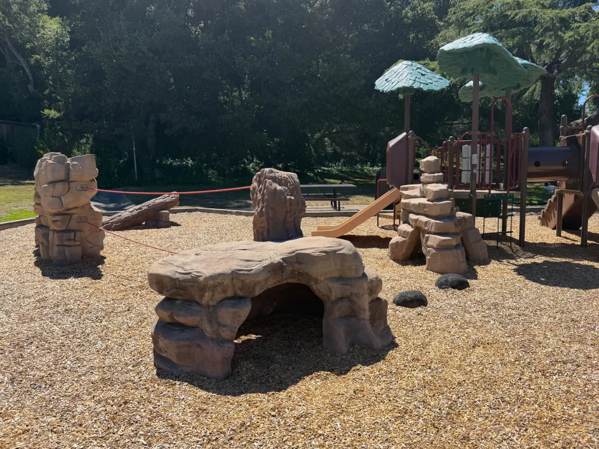 Tunnels and rocks for toddlers to hide around