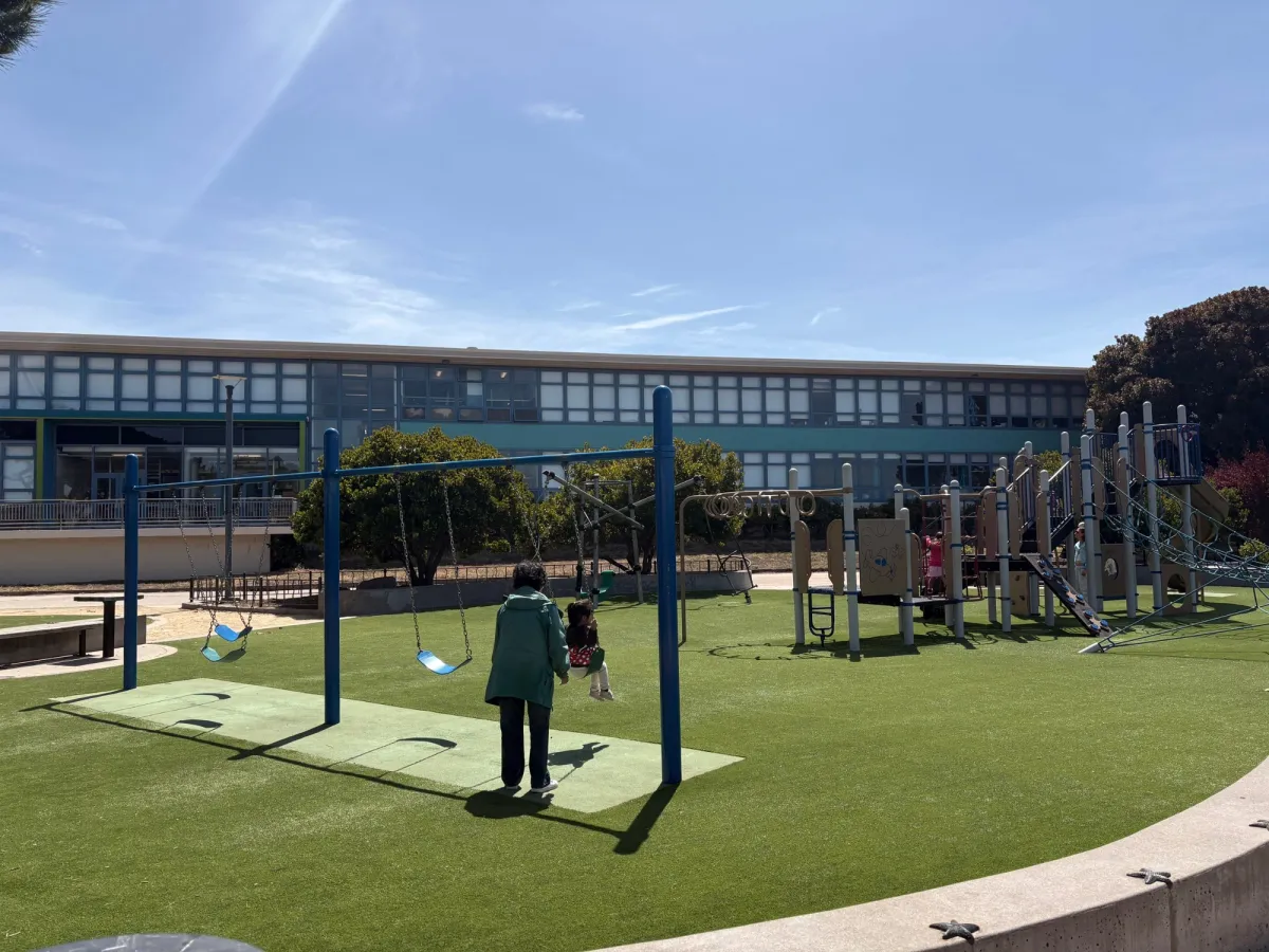 Big kid area with swings
