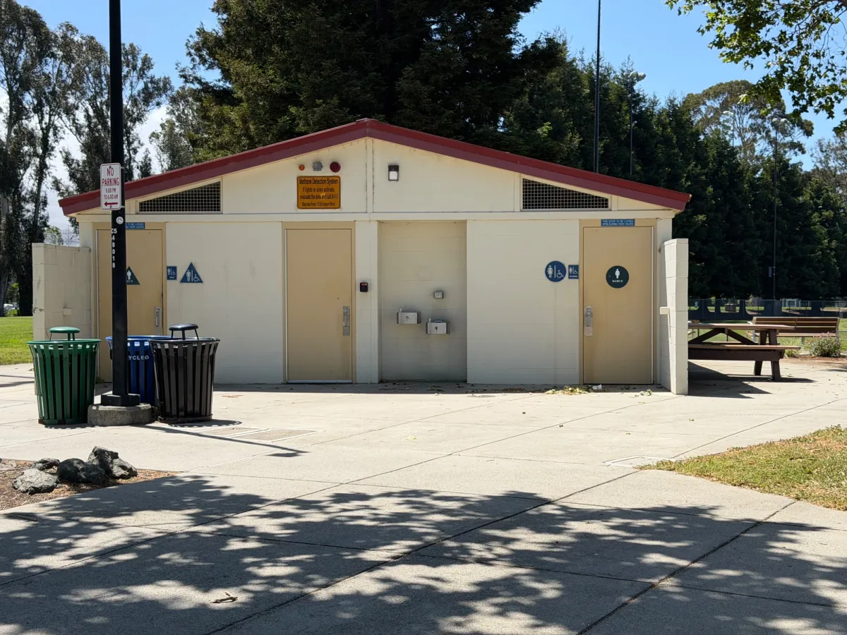 Bathrooms next to parking lot