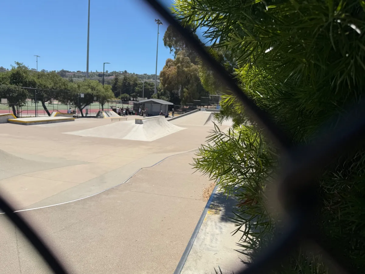 Back view of skate park