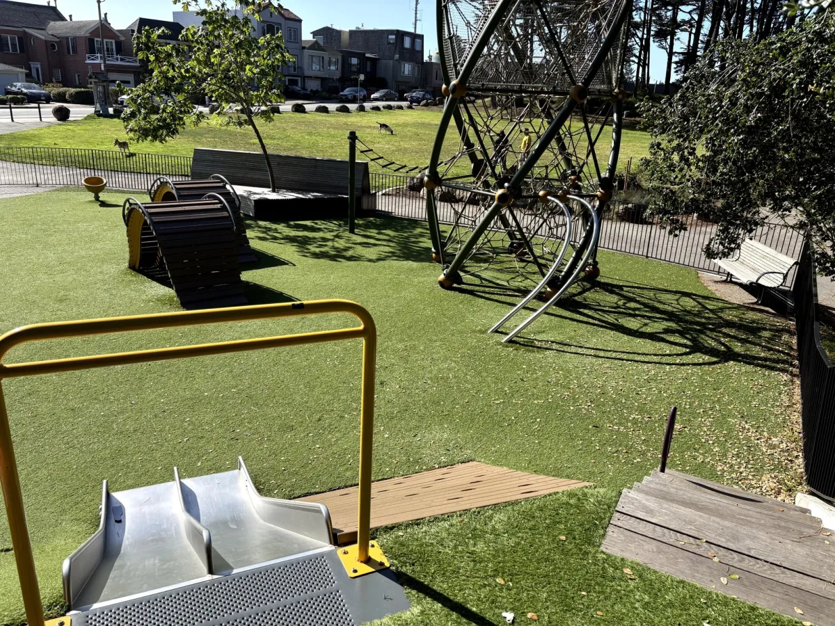 Slides, climbing mounds, and the really artistic giant net structure