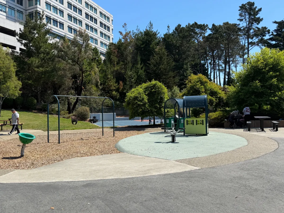 Toddler swings, ride on toy, and playhouses