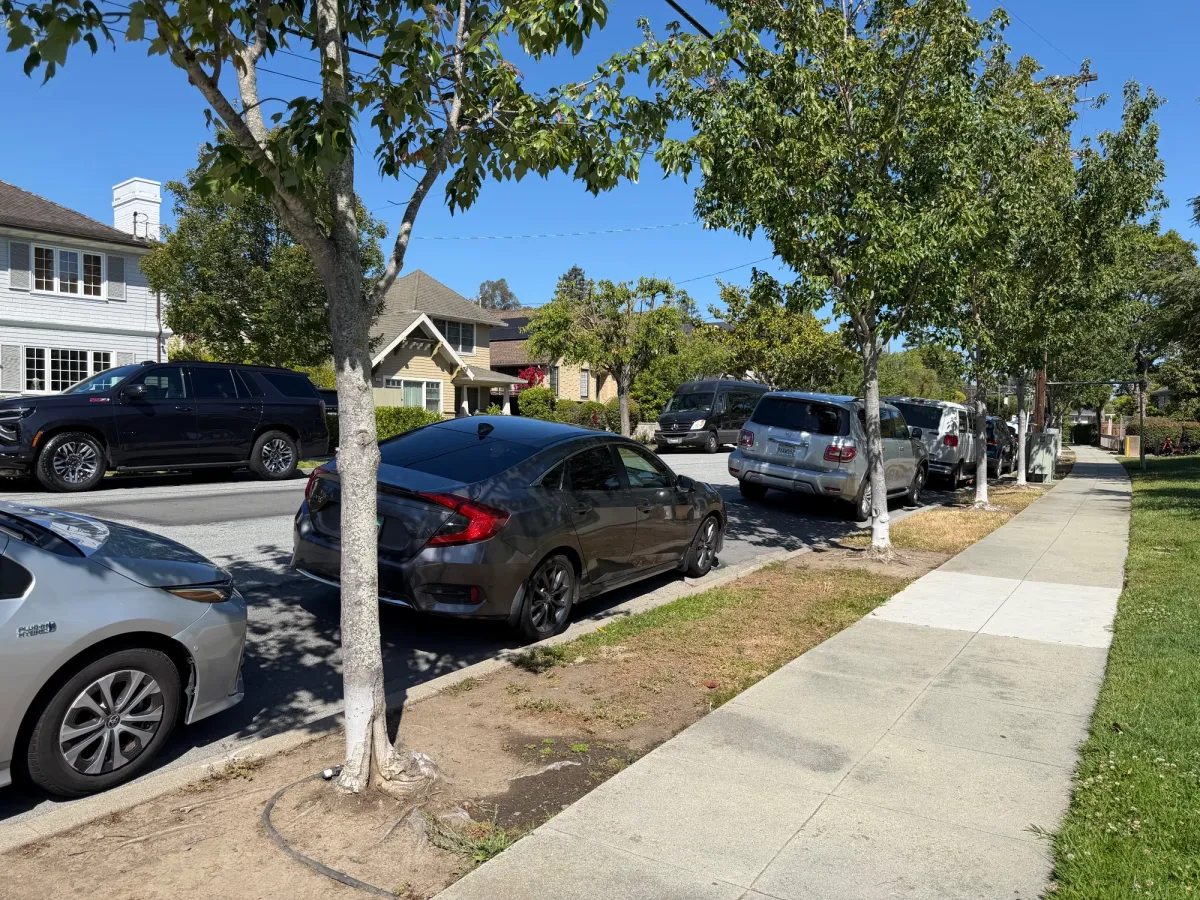 Residential street parking around the park