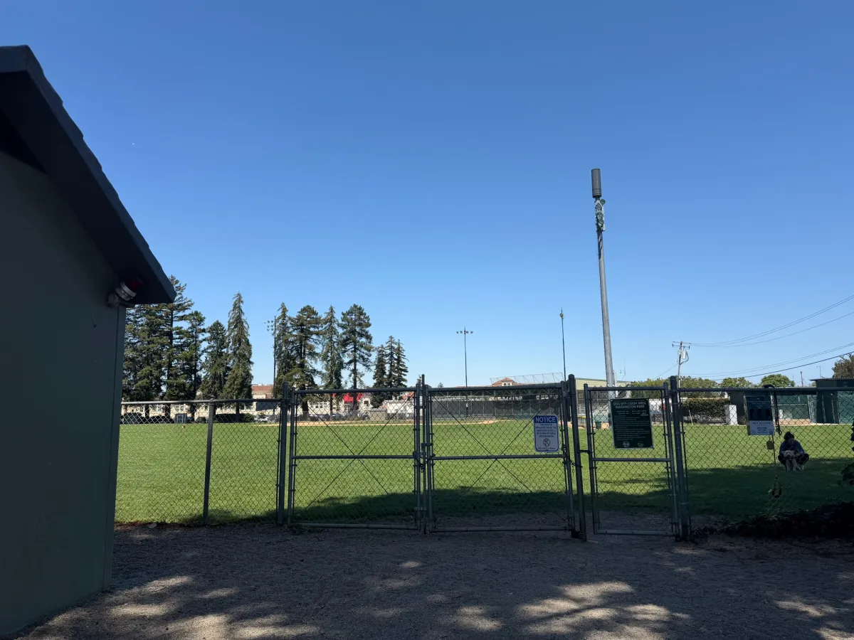 Enclosed dog park which also doubles as a sports field