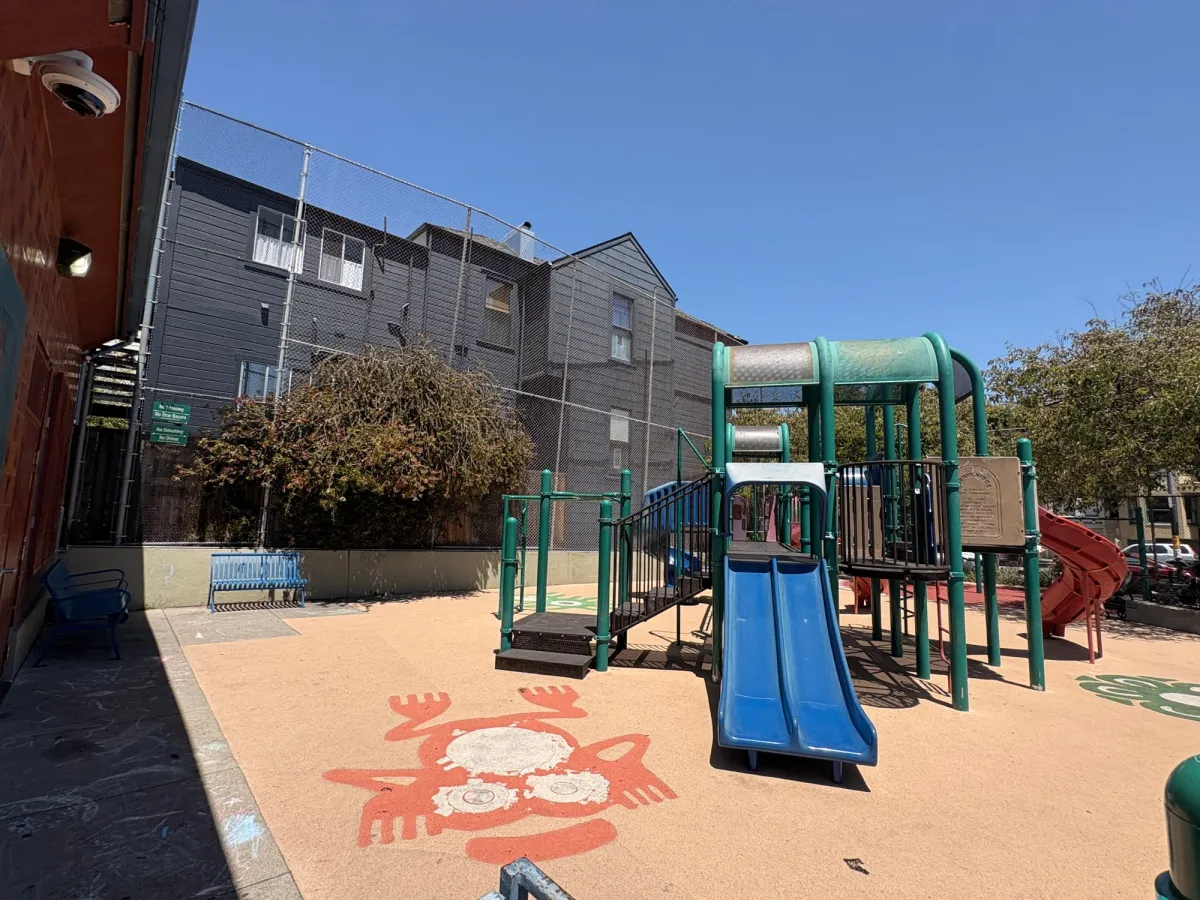 Main playground that is decently tall with 4 slides of various heights