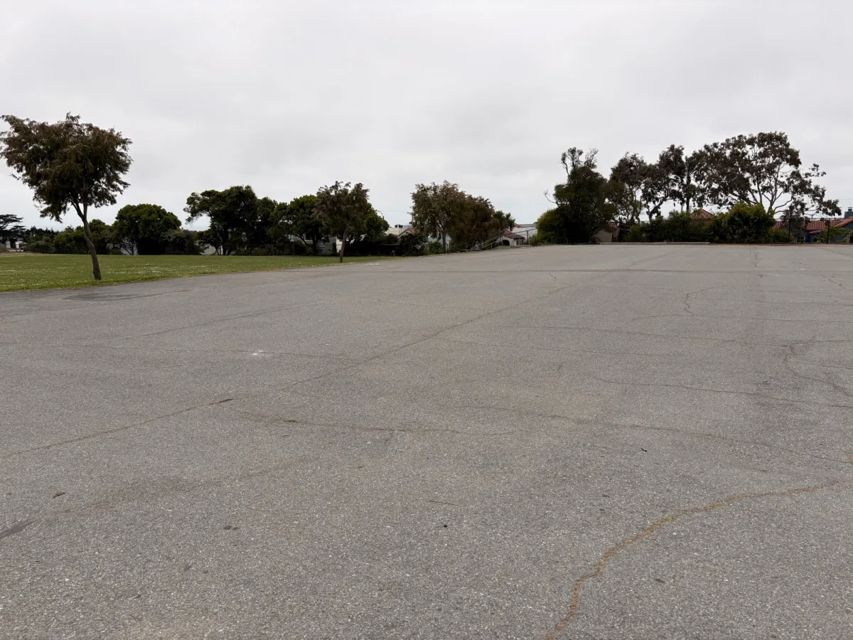 Huge blacktop, great for practicing bike riding and roller blading