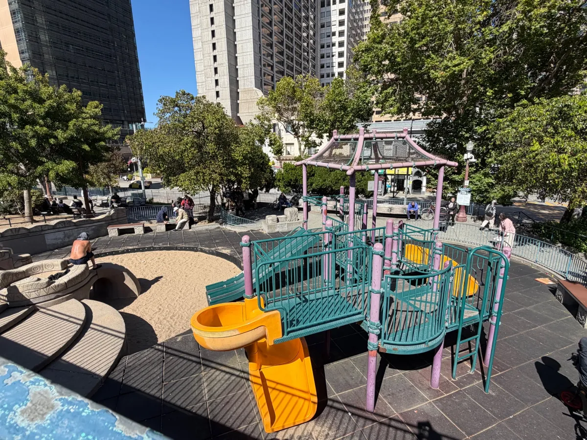 Toddler structure with nearby sandpit