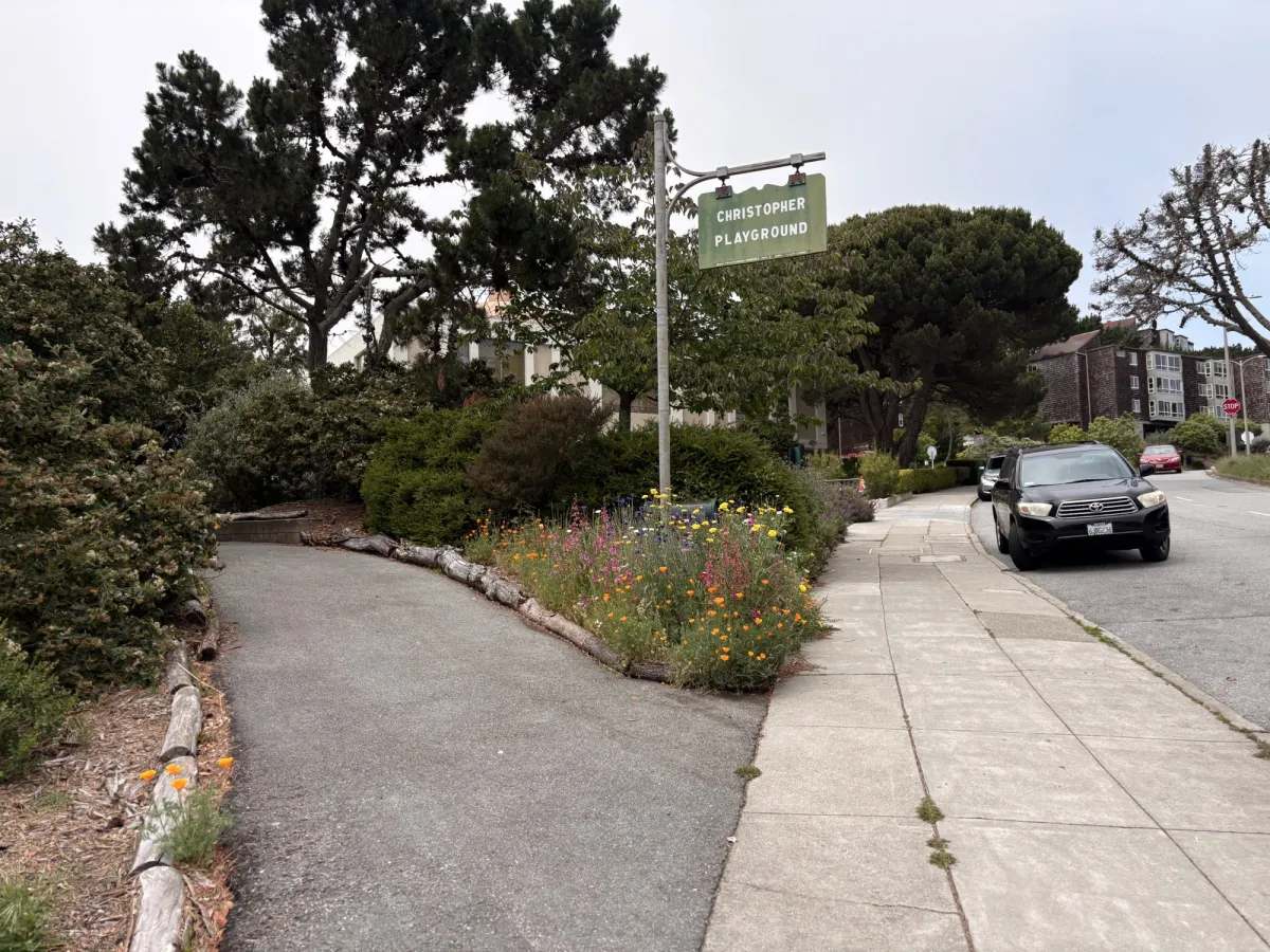 Entrance and street parking