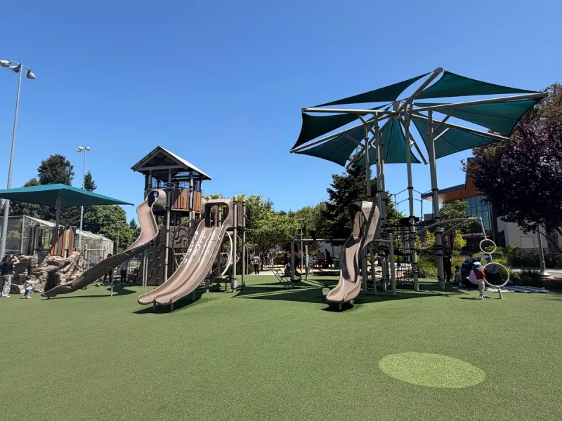 Big kids play structure wide angle