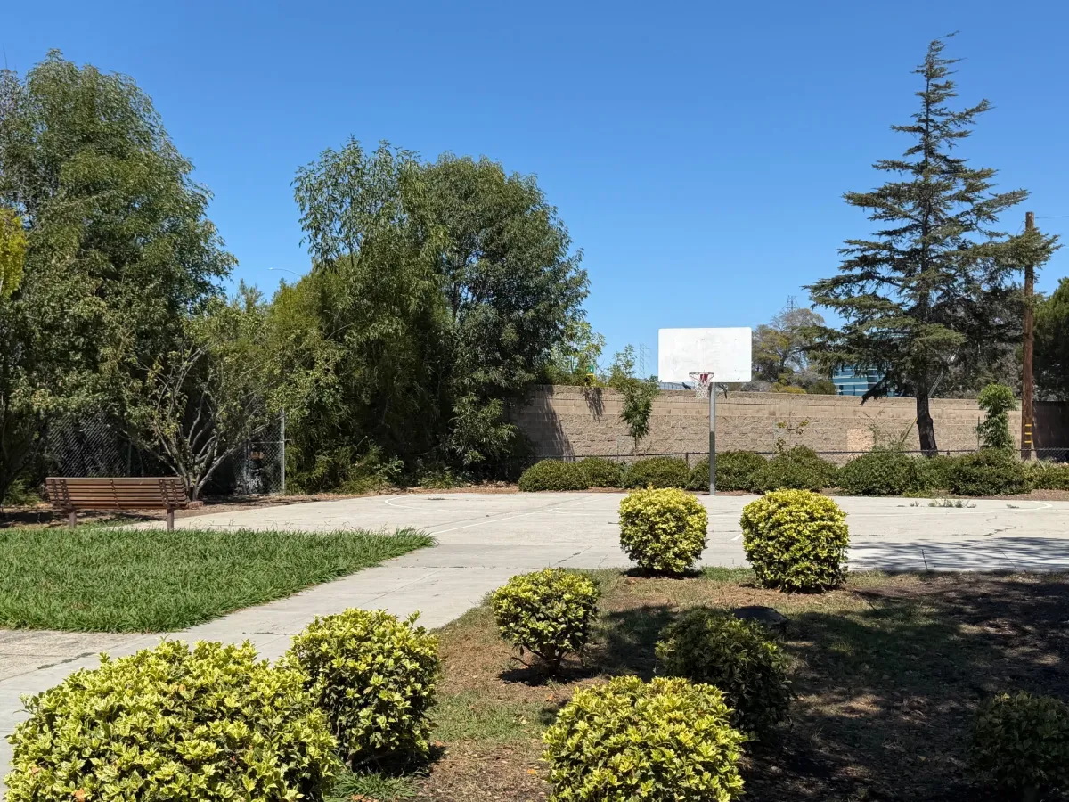 Half basketball court for shooting hoops