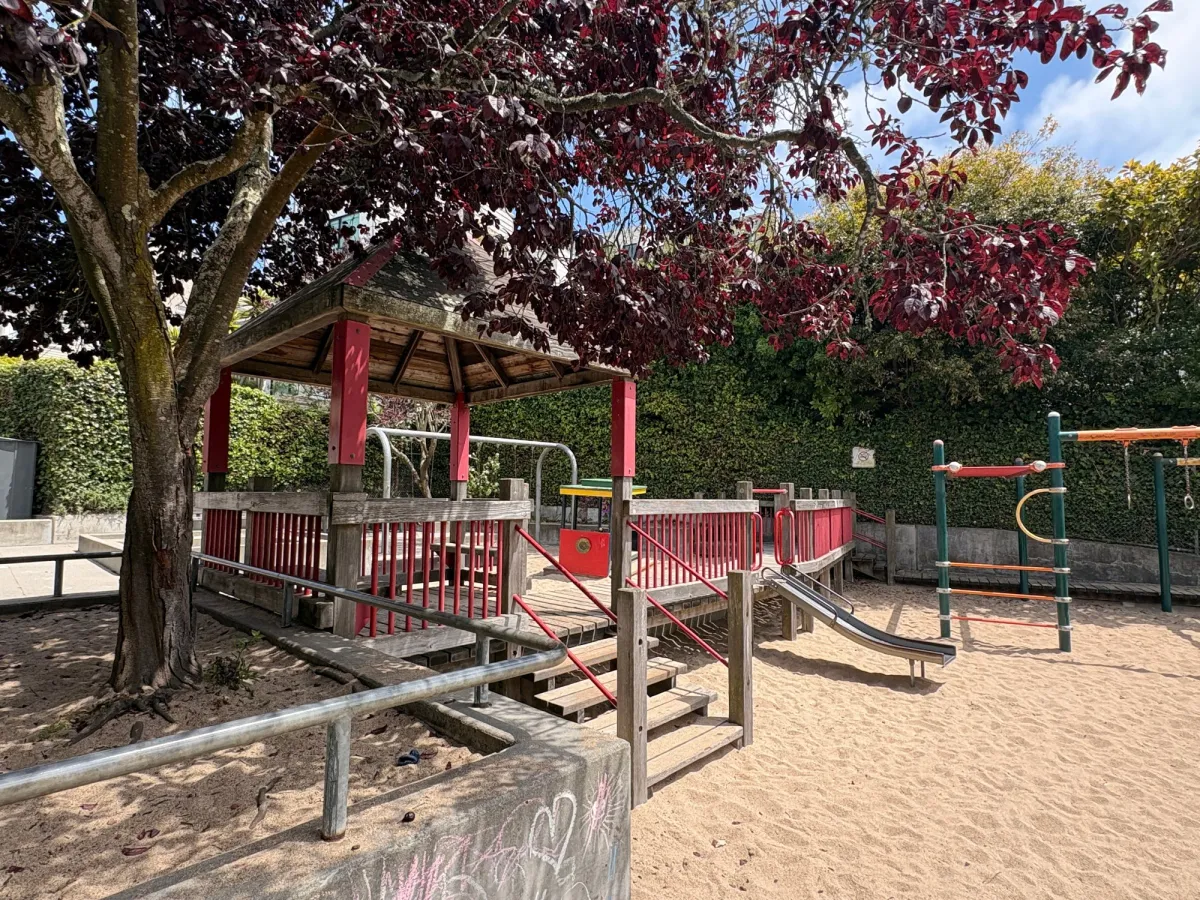 Toddler area with a small slide