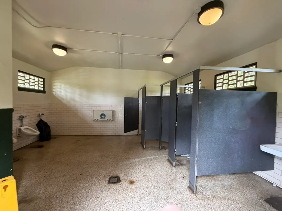 Bathroom is mostly clean but sometimes toilets are out of service