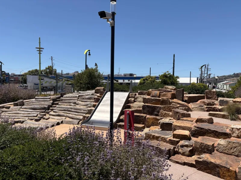 Slides and climbing structures. Be wary that when it's hot, it's HOT