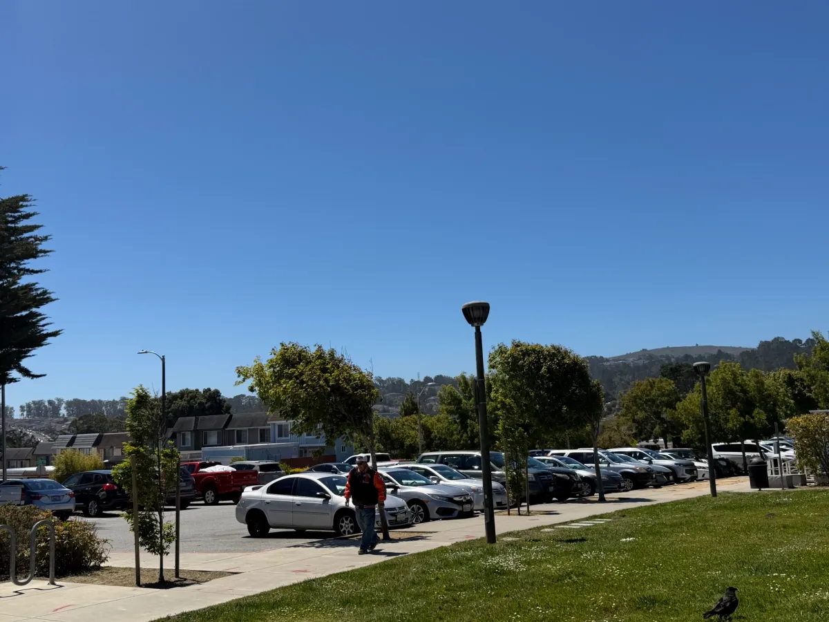 Large parking lot available