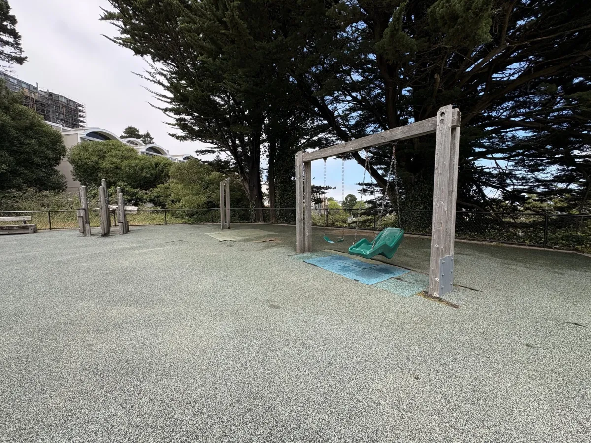 Small climbing structure and swing set