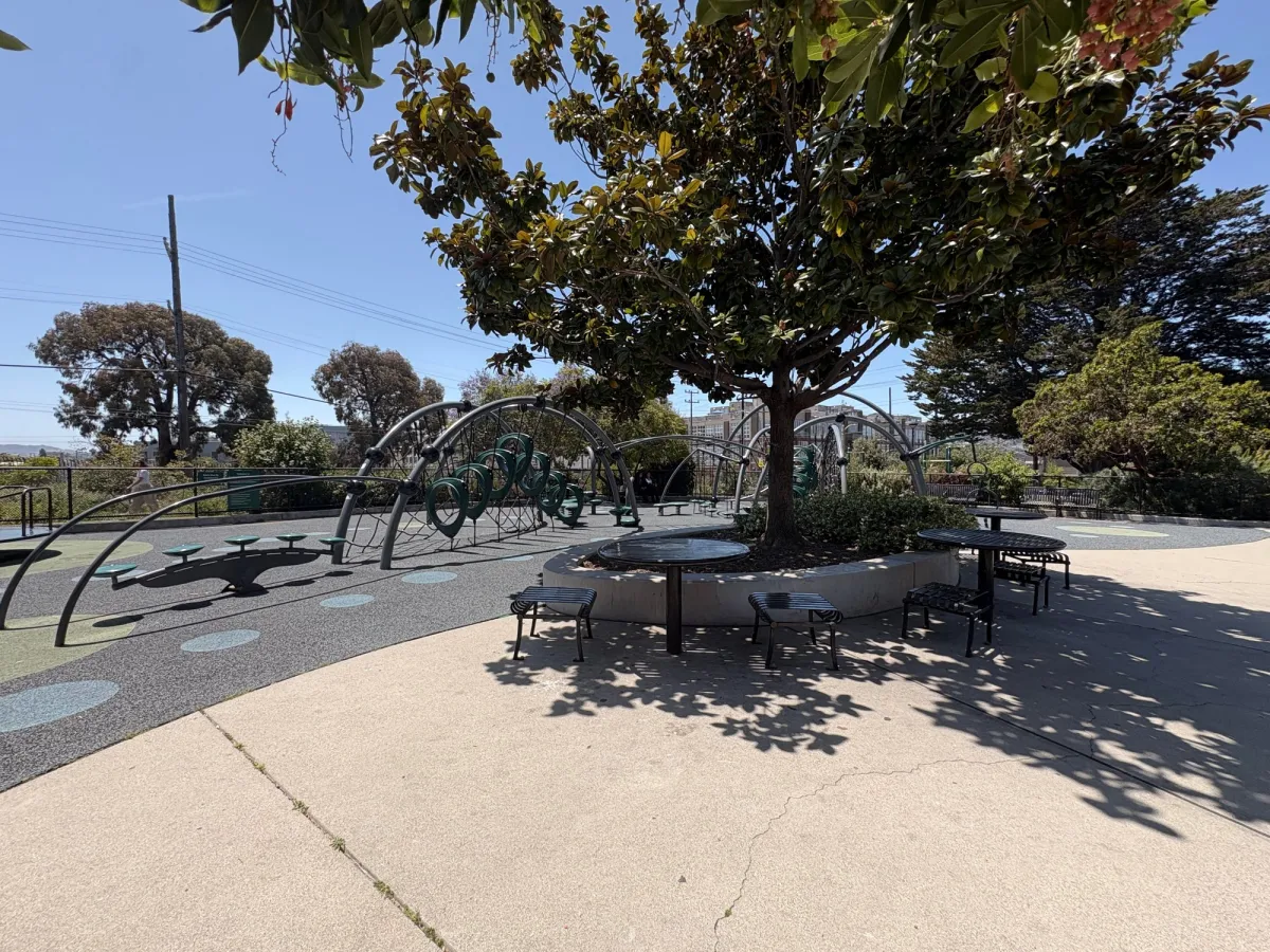 Shaded seating during mid day