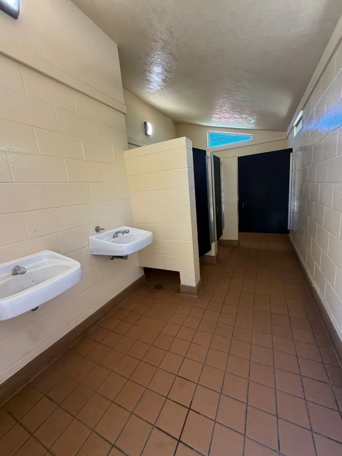 No changing table, but clean and well maintained bathrooms
