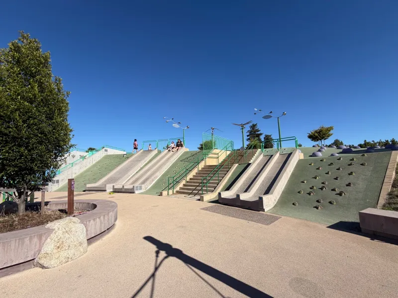 Slides built straight into the wall with rock climbing holds