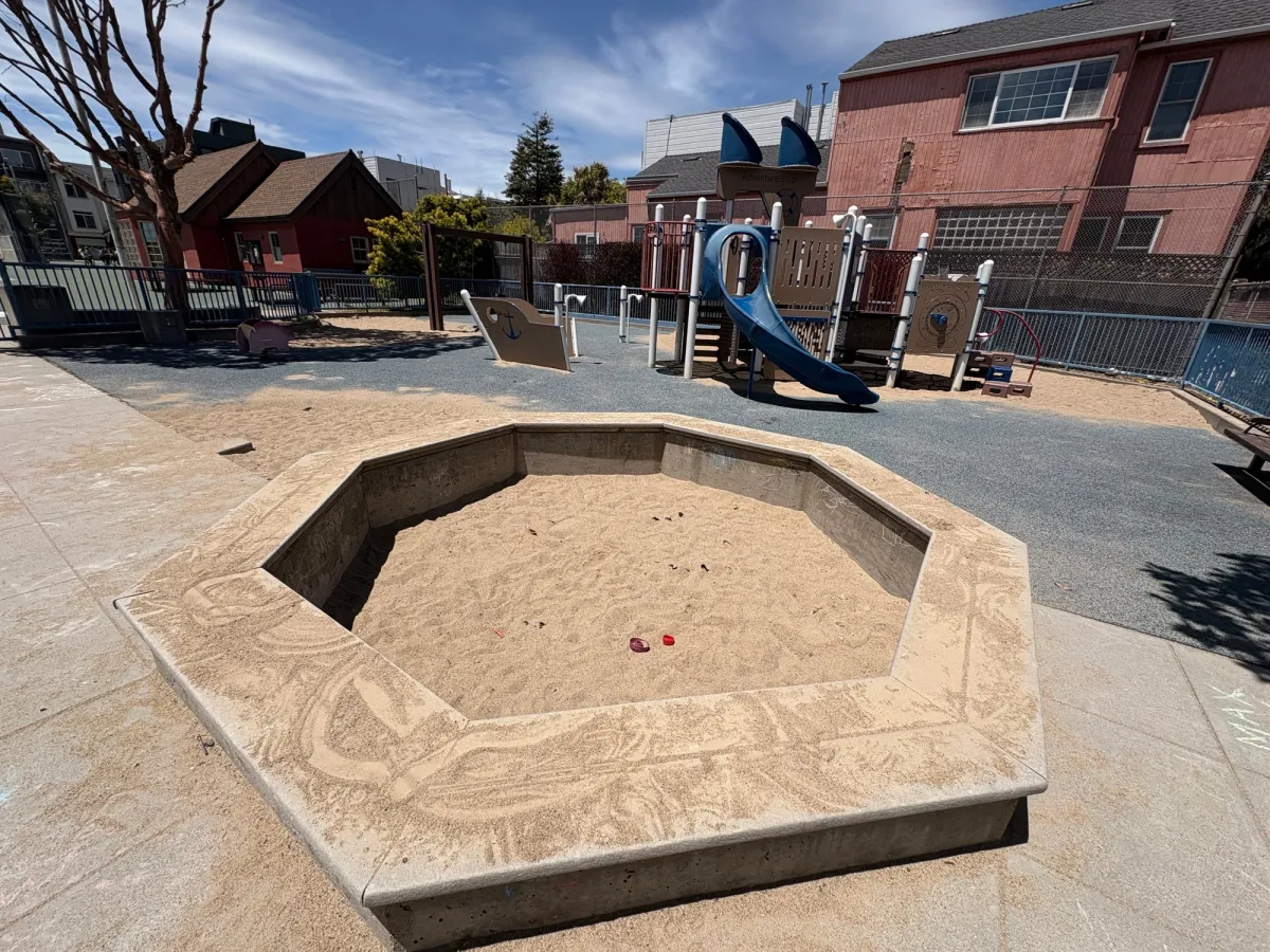 Enclosed sandpit for younger toddlers
