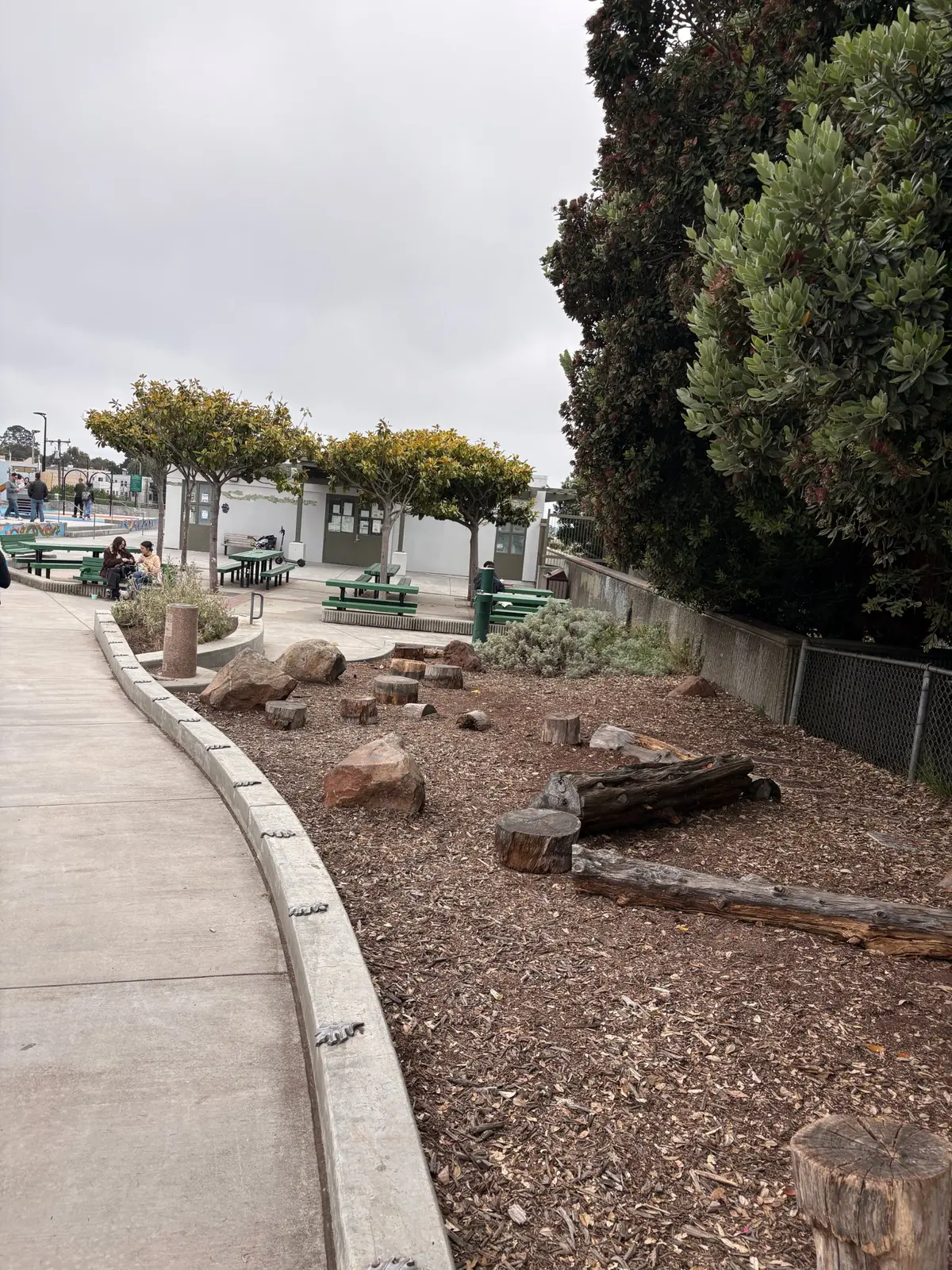 Nature feature and picnic tables