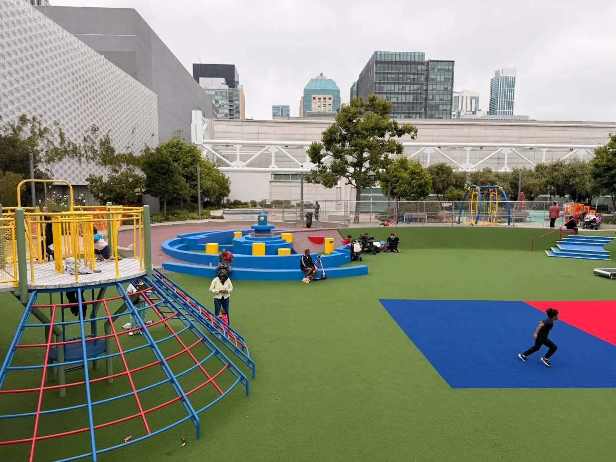 Primarily climbing structures and slides in the park