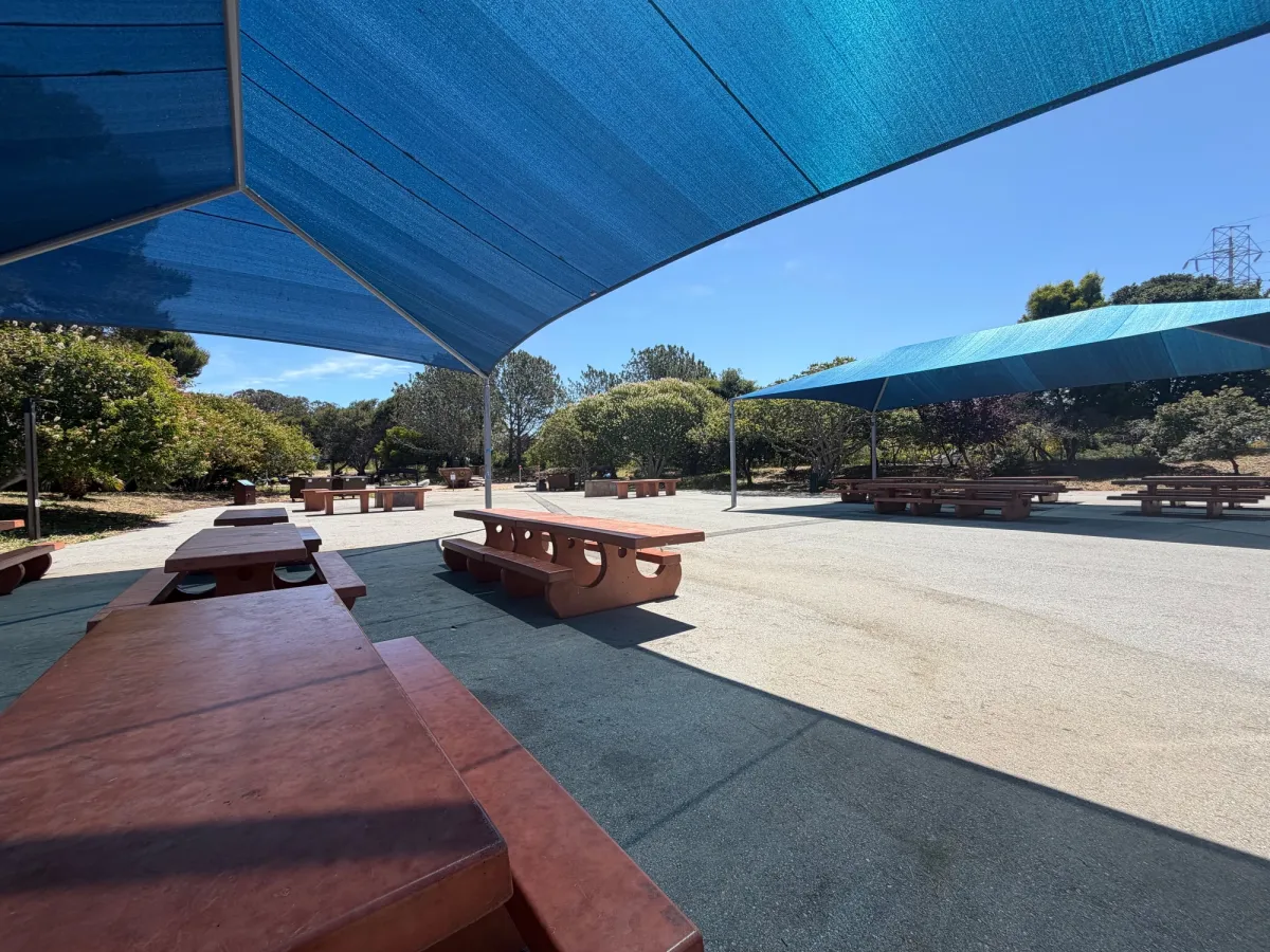 Beach Pinic area next to small Beach playground suitable for large parties