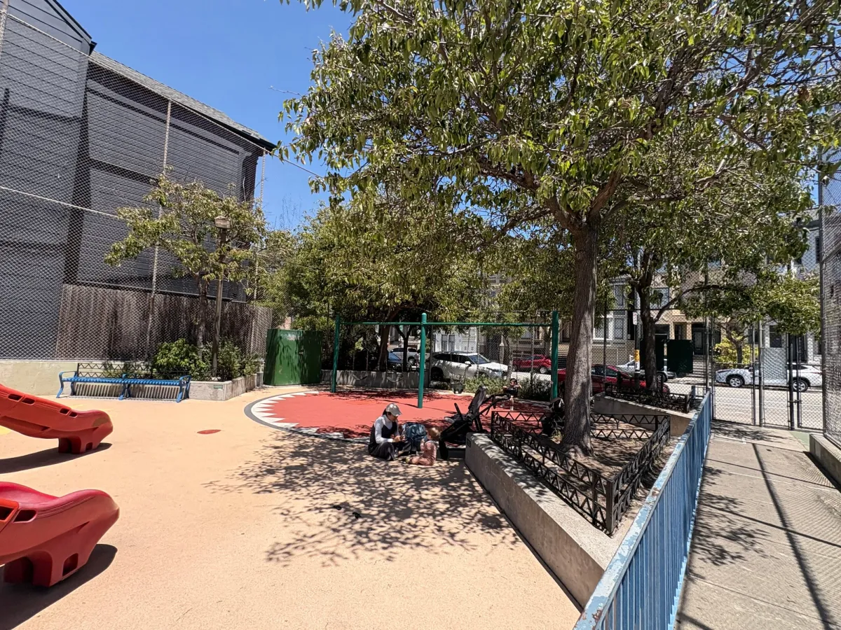 Swings that are nicely covered in the shade