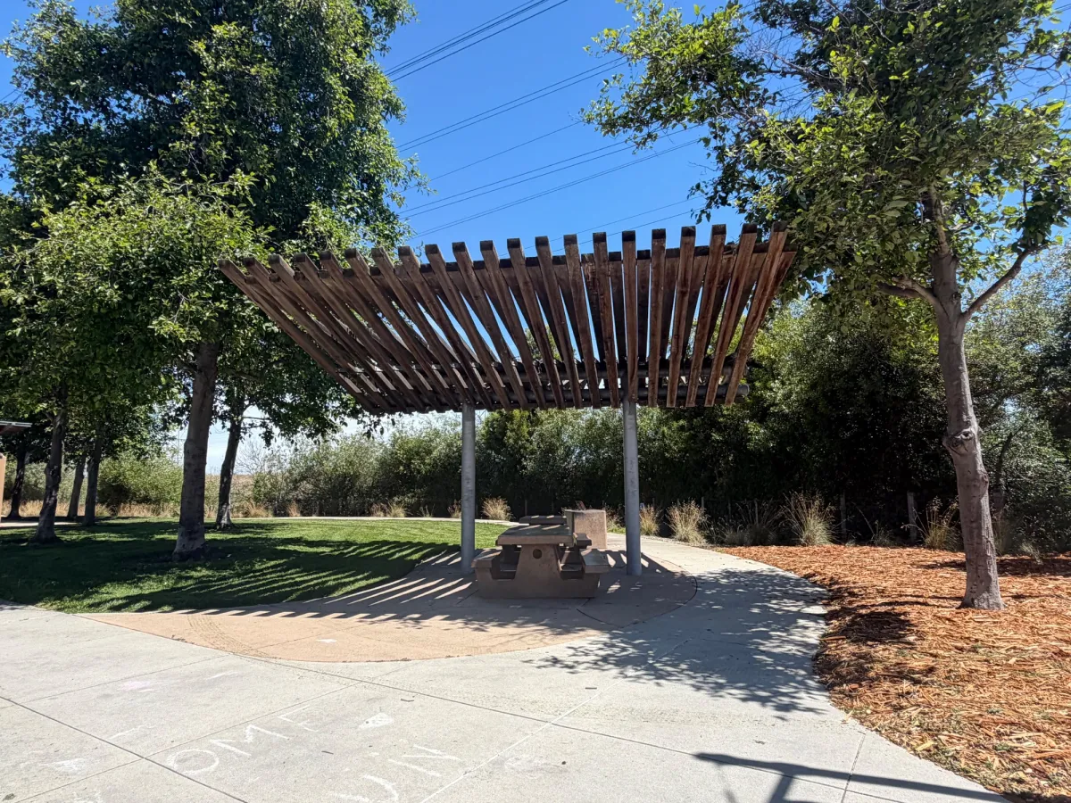 Shaded picnic tables - the only ones at the park