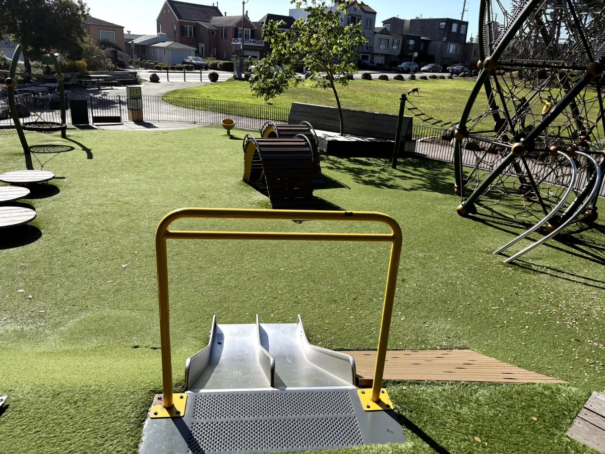 Sliding down metal slides