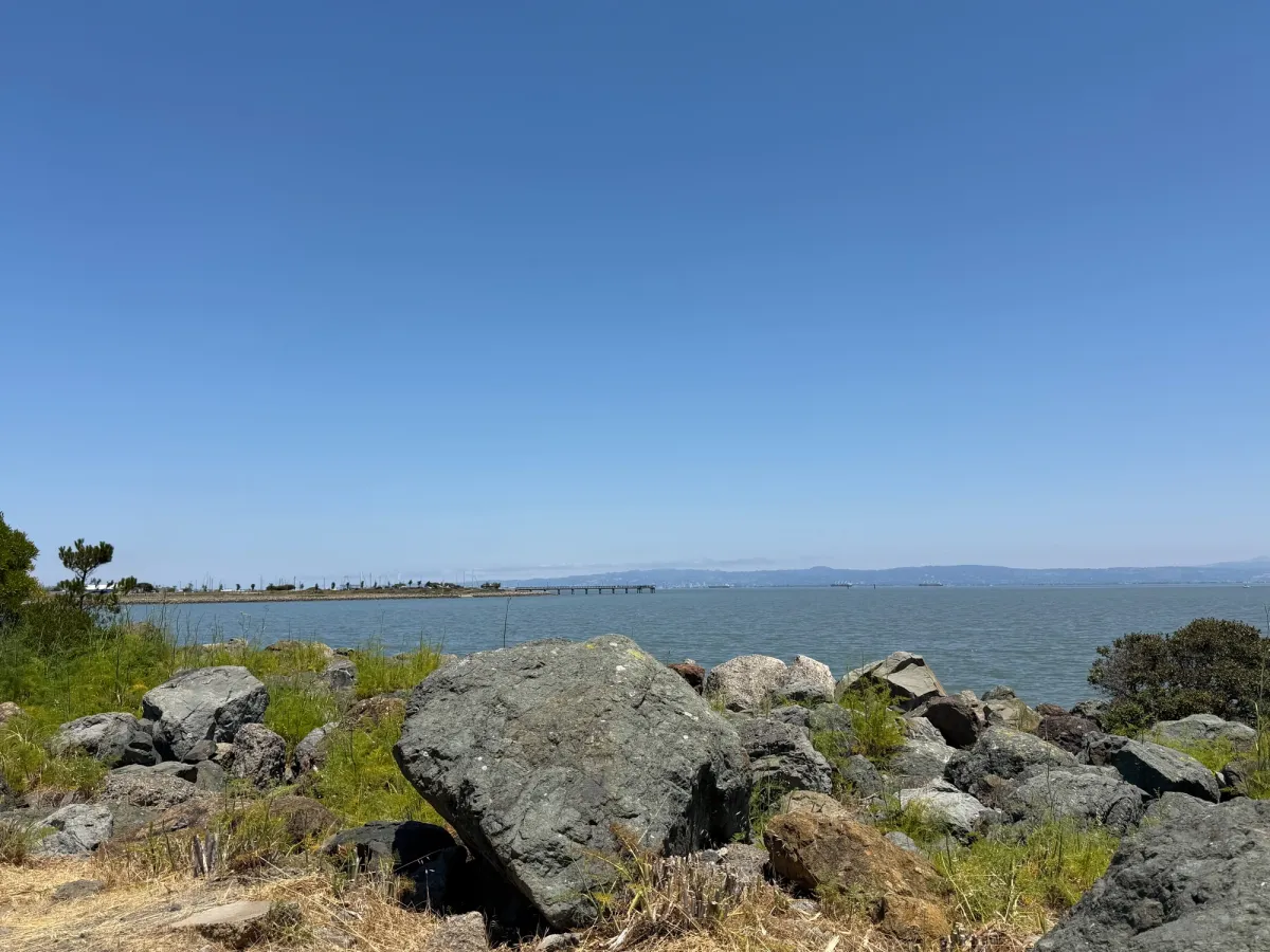 Nice views across the bay and can often see planes flying toward the airport