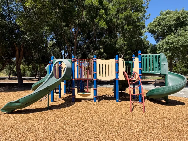 Back view of big kid play structure