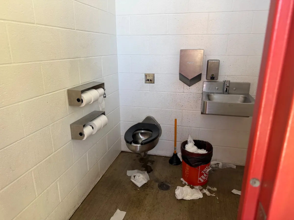 Bathrooms get heavy usage due to crowds at the park