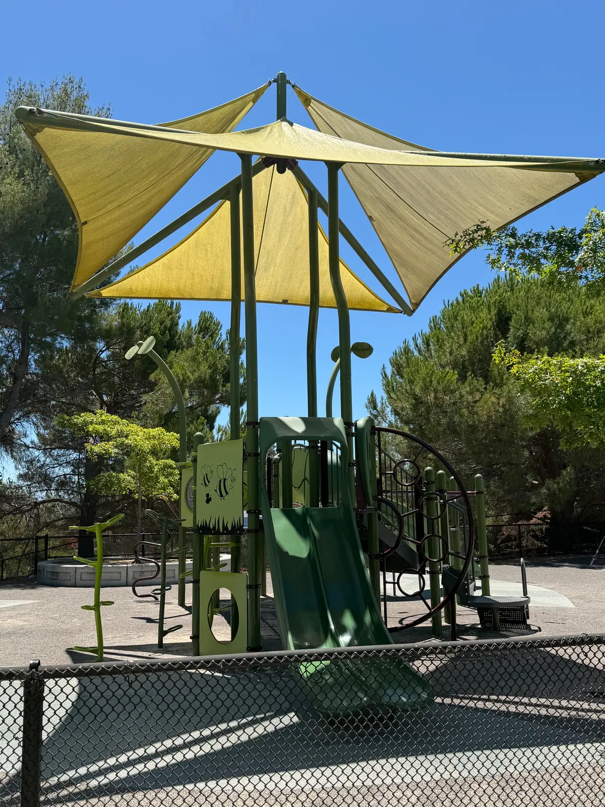 Great shade covering over play structure