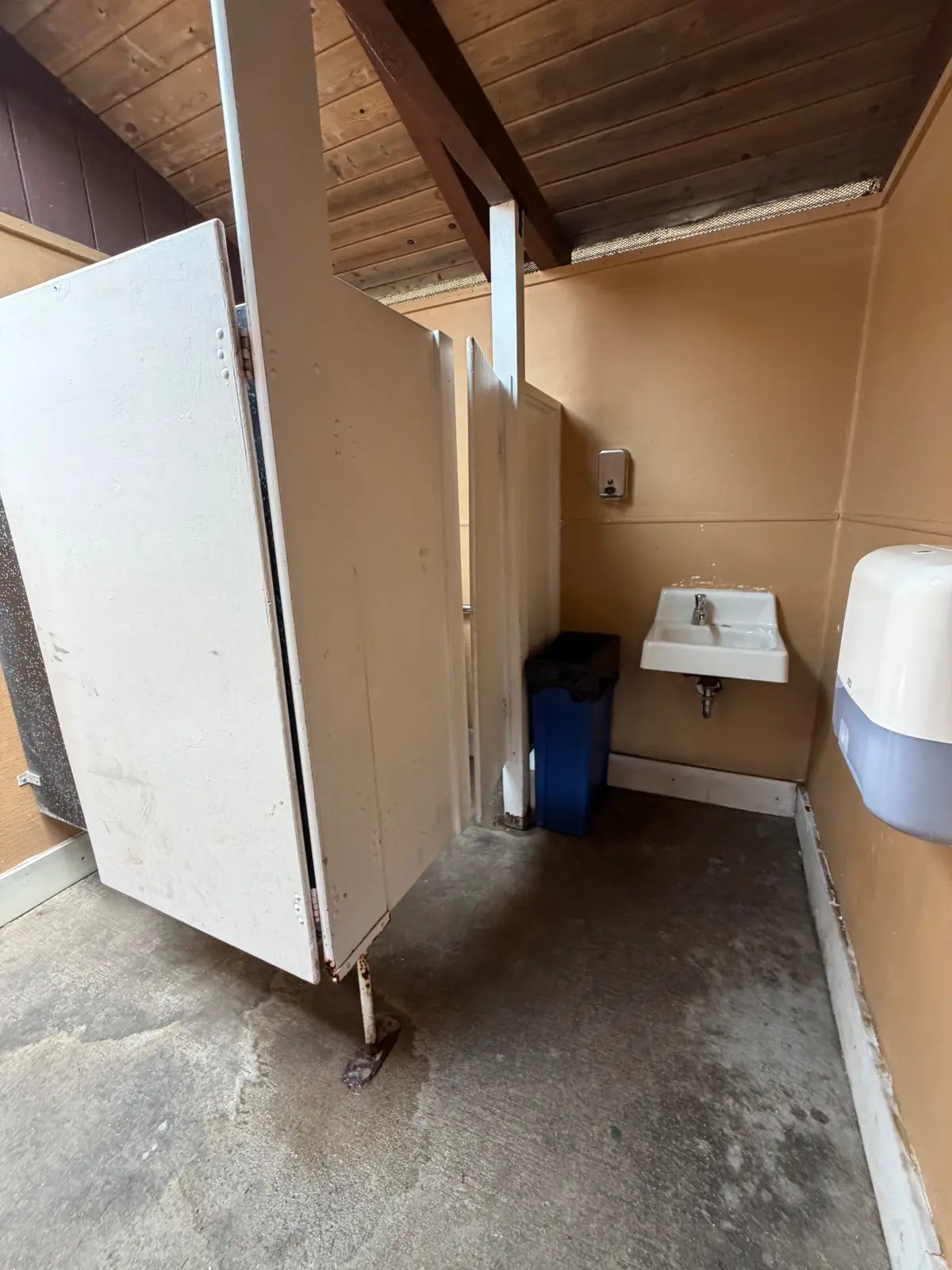 Adequate bathroom facilities, conditions not the best. No changing table
