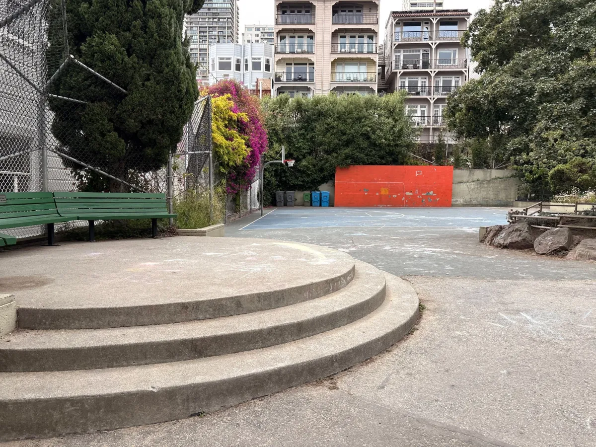 Small platform and basketball field