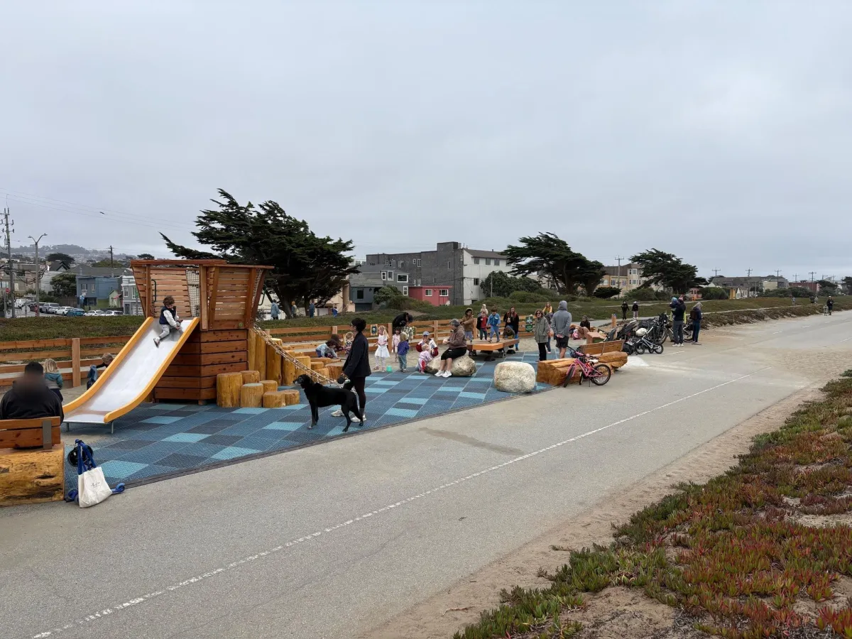 slide on one of the play structures