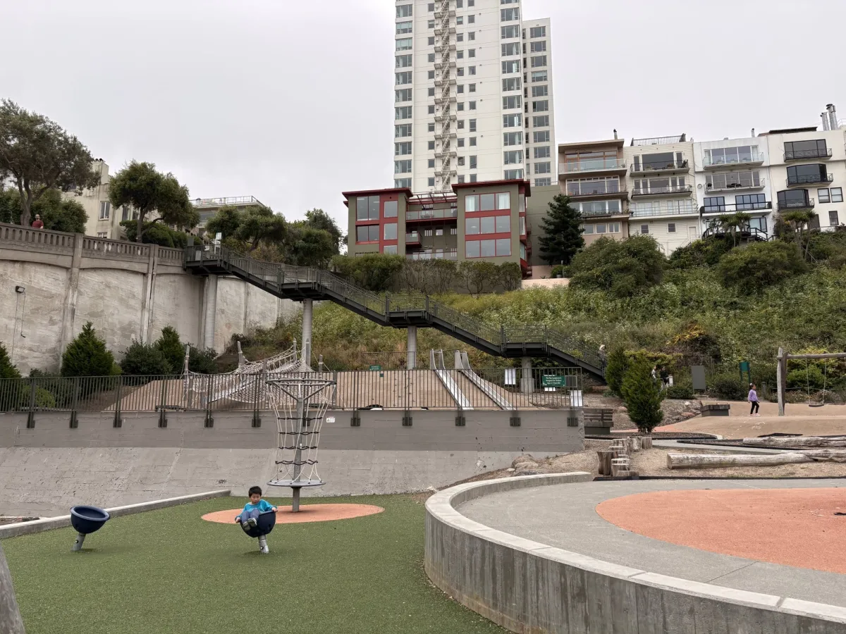 Steps into the park are a workout for a parent