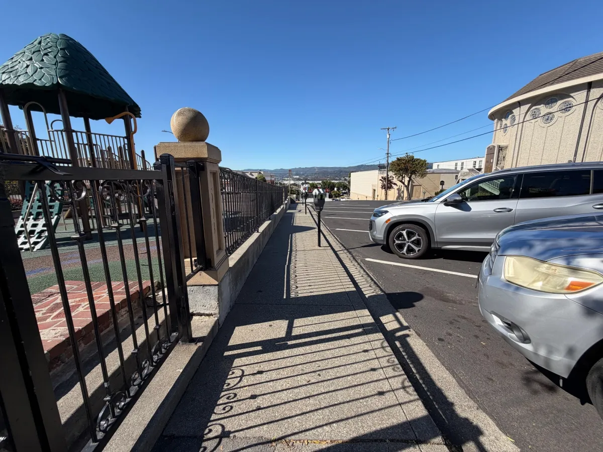 Metered parking in front of playground
