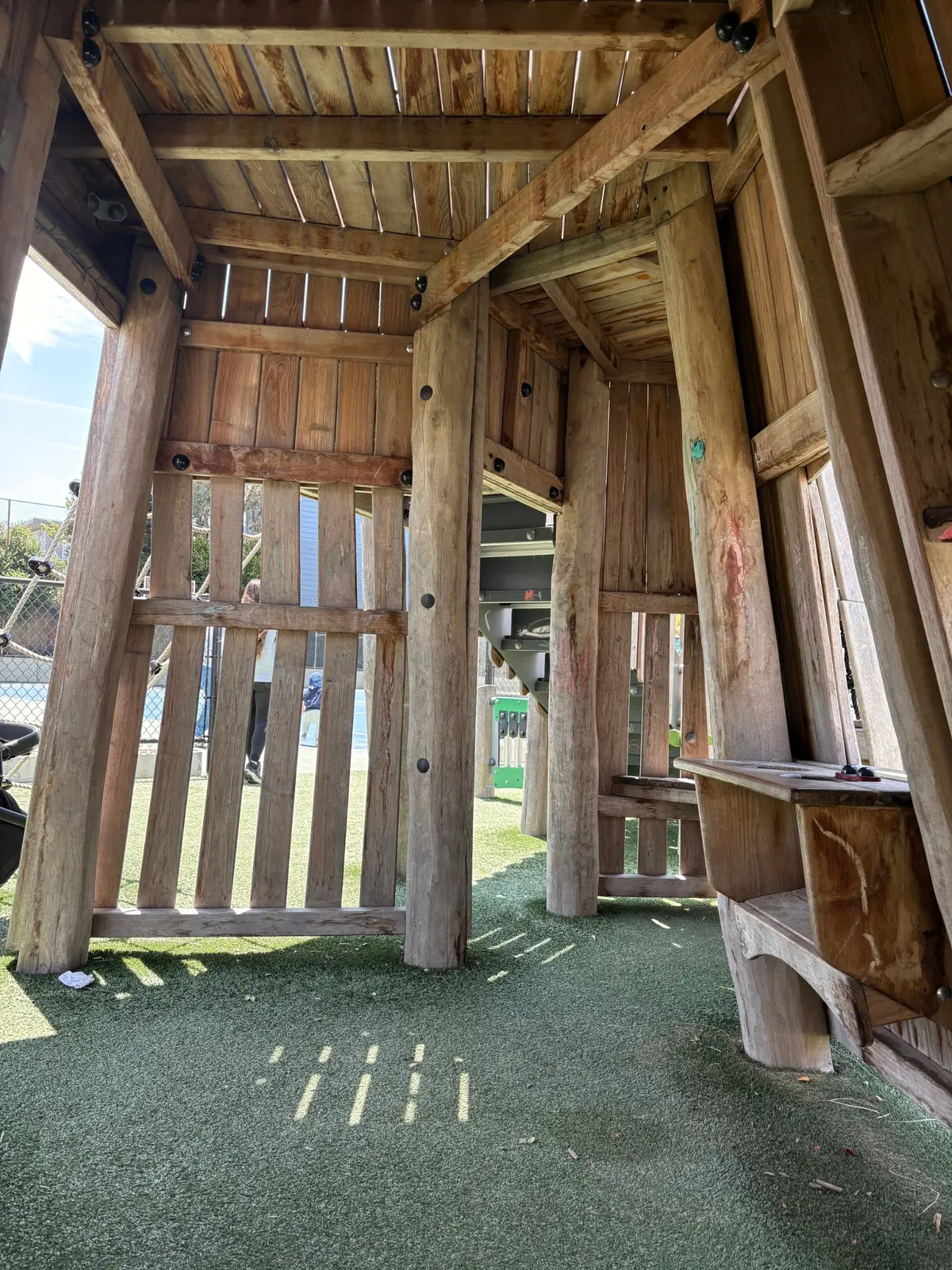 Under the Bear Tower provides some shade during midday