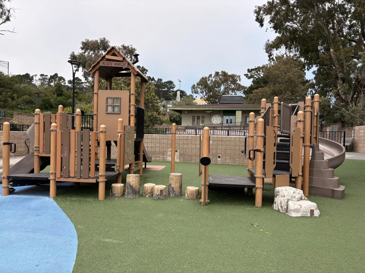 Smaller kids play gym