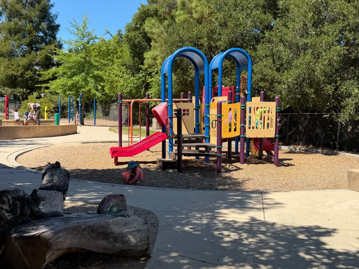 Toddler play area comes with monkey bars, slides, and hideaway spots