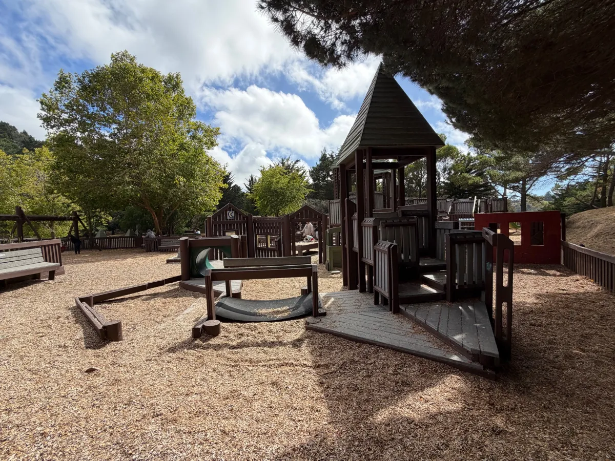 Side view of big kid play structure