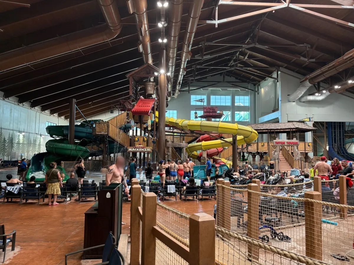 Bigger slides and entrance to the lazy river 