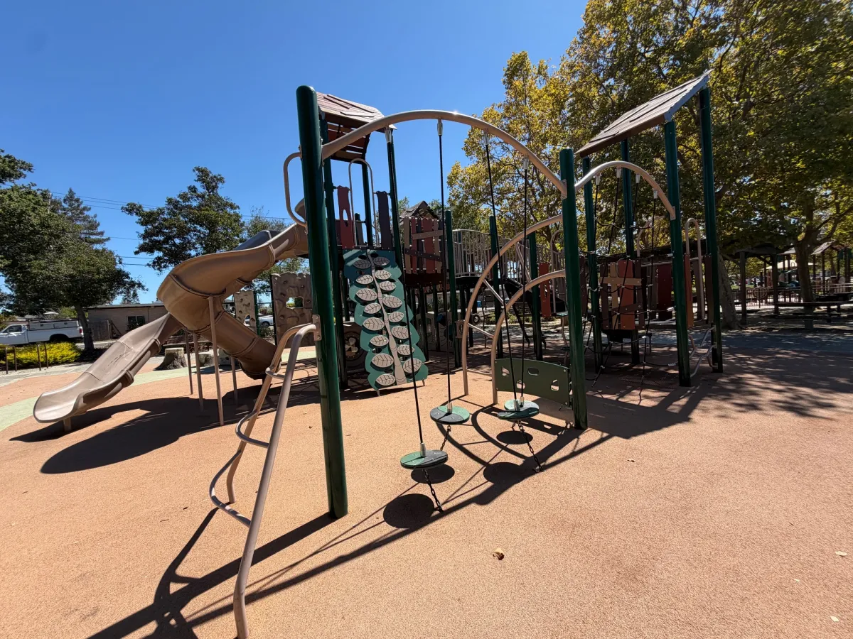 Big kid obstacle course area with variety of climbing structures
