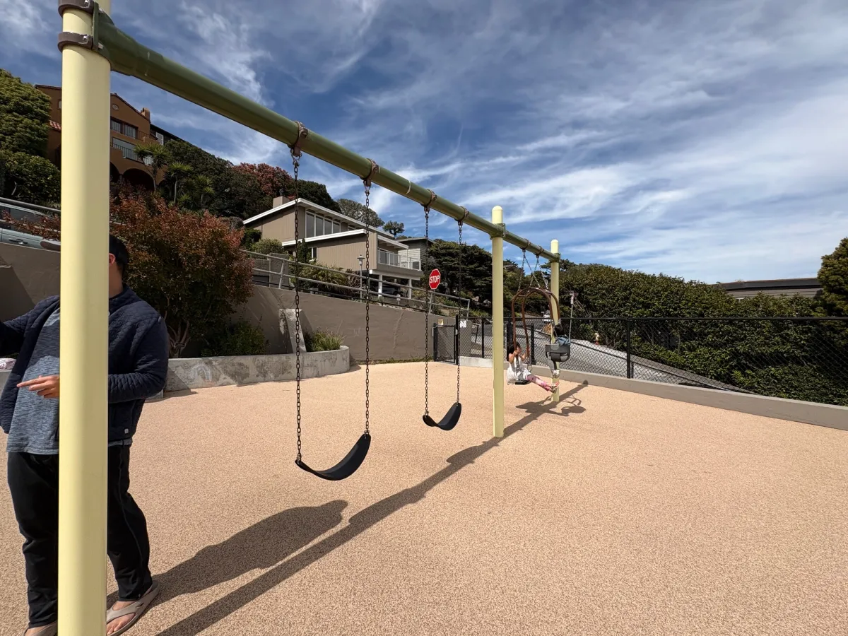 Note that there is a big sis/lil sis swing that took up 15 minutes of play!