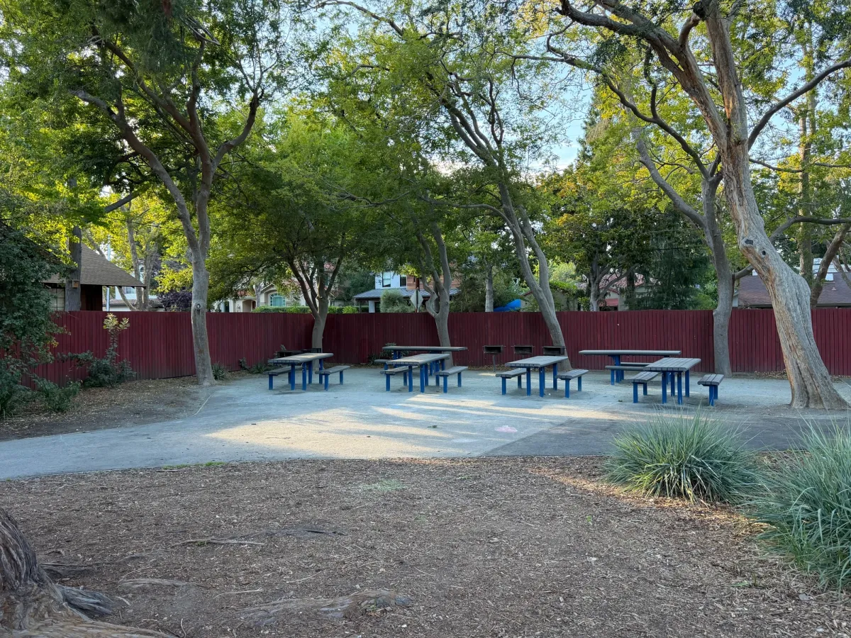 Reservable picnic area includes bbq grills