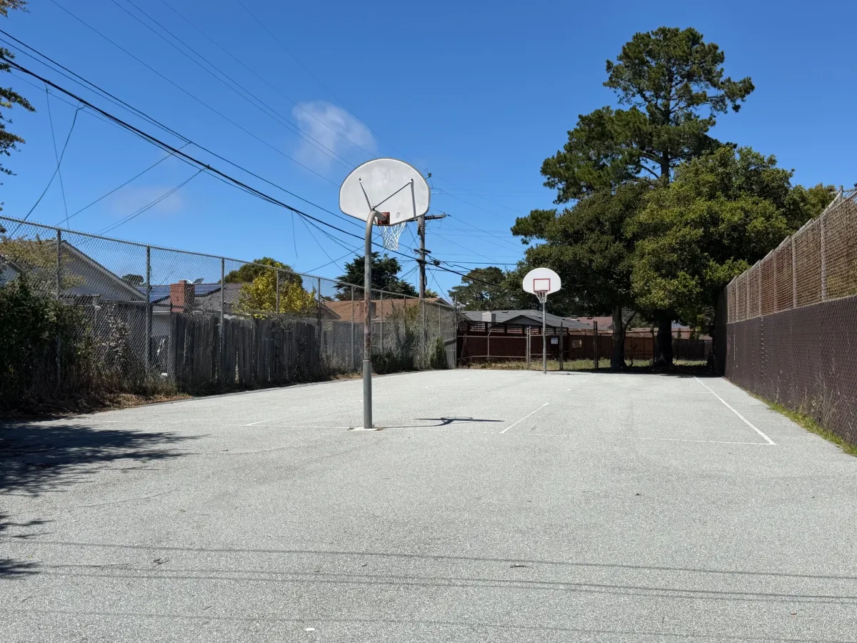 Basketball court directly across the street